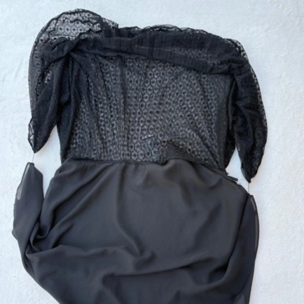 VTG 90s Dana Buchman Full Cut-Away Eyelelet Mini Skirts Size 12 Black - Picture 9 of 12